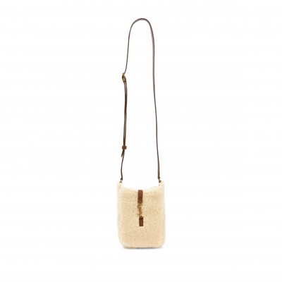 YSL MINI LE 5 À MINI VERTICAL BAG IN NATURAL BEIGE & DARK CIGAR 142228 (18*13.5*3.5cm)